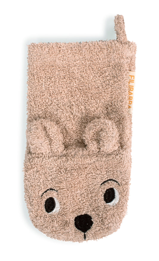 Filibabba Waschhandschuh Bär braun, Waschlappen