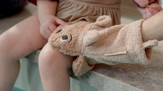 Filibabba Waschhandschuh Bär braun, Waschlappen