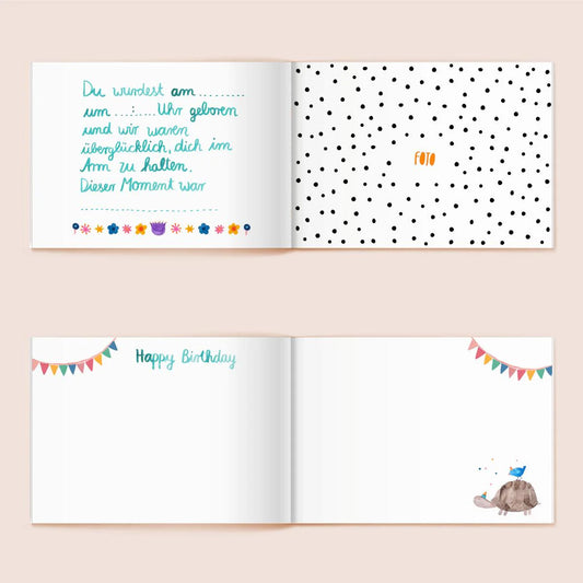 Frau Ottilie Welcome little one, Babyalbum, Hardcover, blau