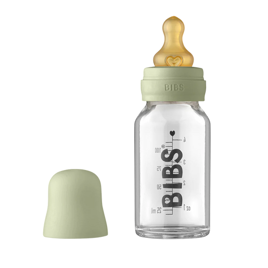 BIBS Baby Glass Bottle Complete Set 110ml Sage green