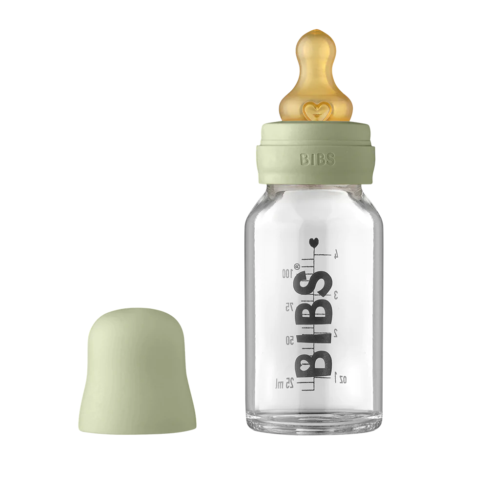 BIBS Baby Glass Bottle Complete Set 110ml Sage green