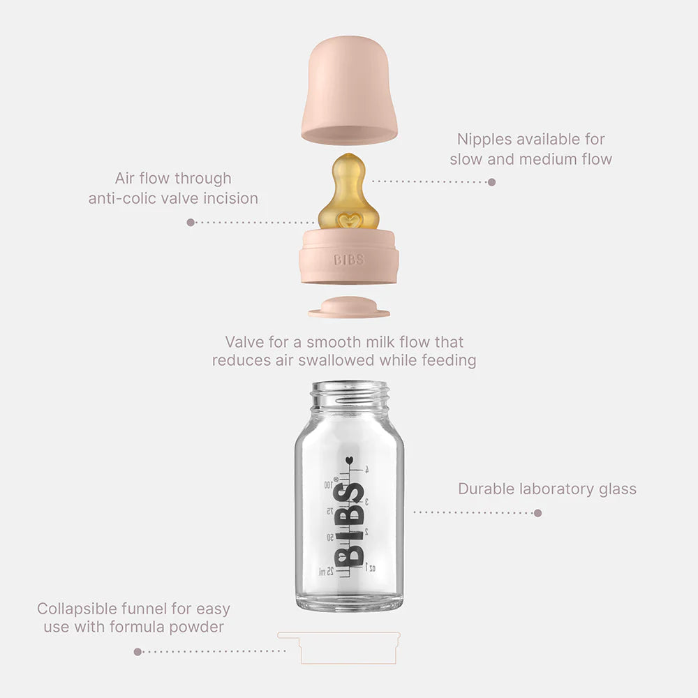BIBS Baby Glass Bottle Complete Set 110ml dusky lilac