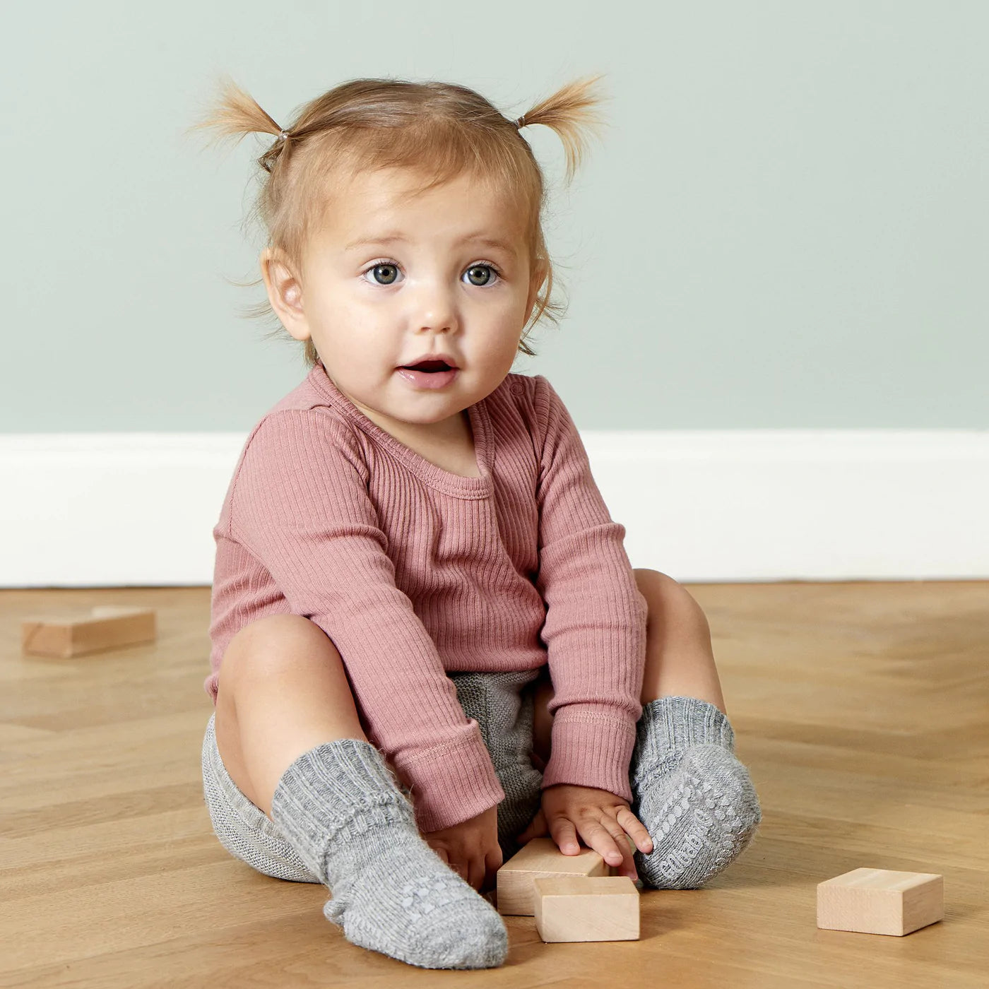 GoBabyGo Rutschfeste Socken Alpaka grey melange