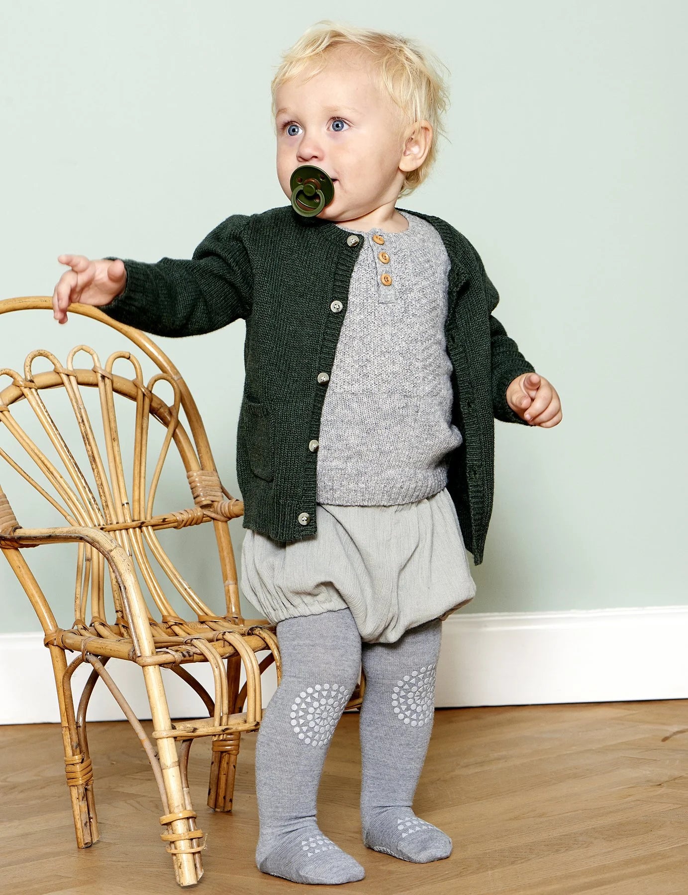 GoBabyGo Krabbelstrumpfhose aus Wolle Dark Grey Melange