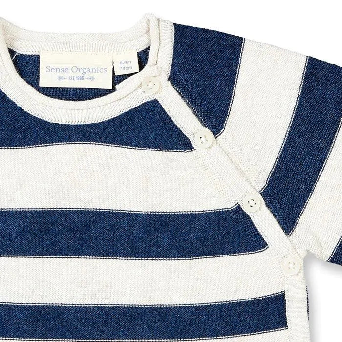 Sense Organics P. Picasso Baby Strickpullover Wickelshirt navy stripes