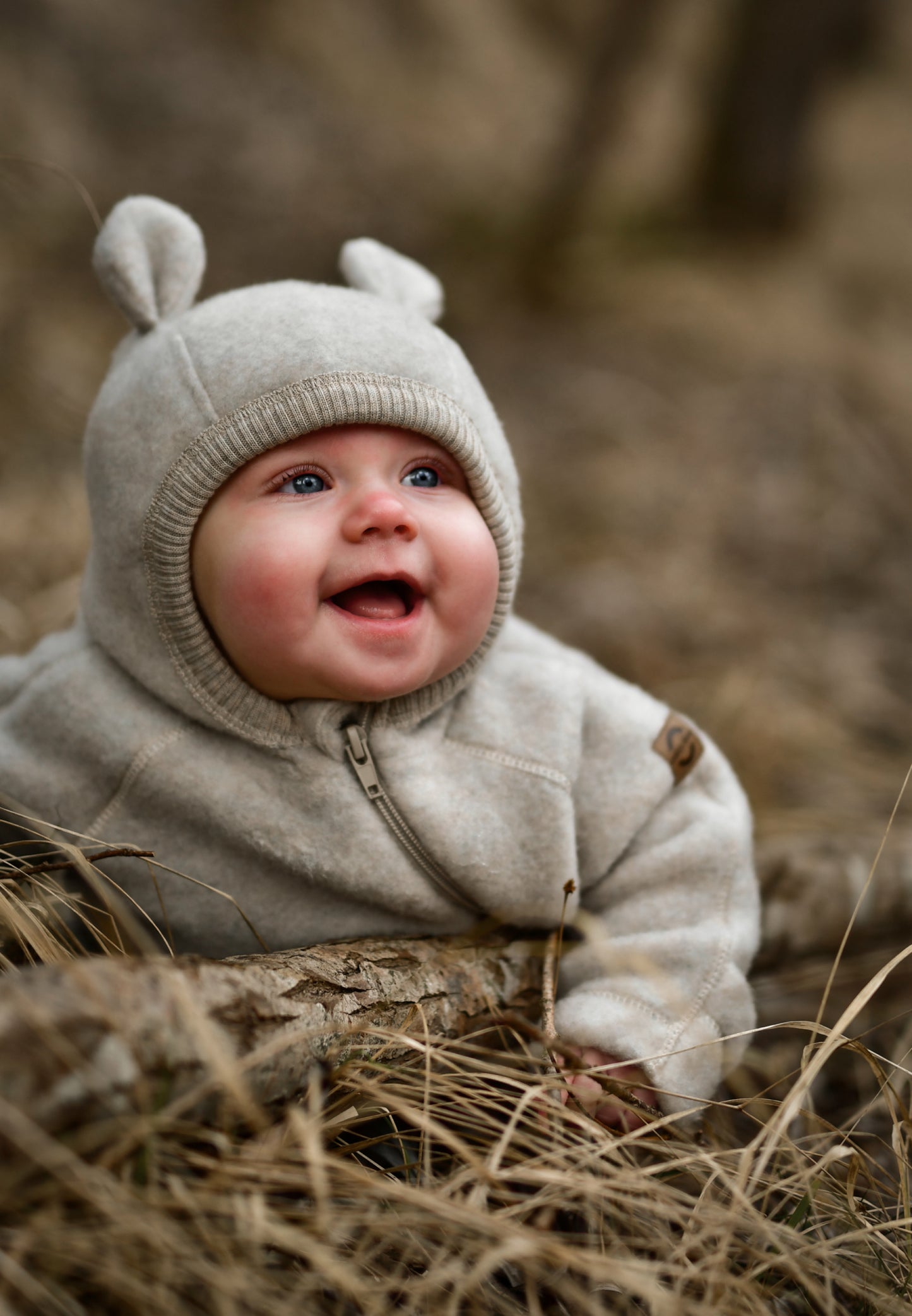 Mikk-Line Babyoverall mit Ohren, Melange Offwhite