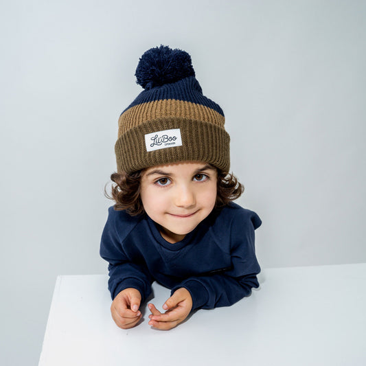 Lil' Boo Rainbow Beanie, Brown/Navy