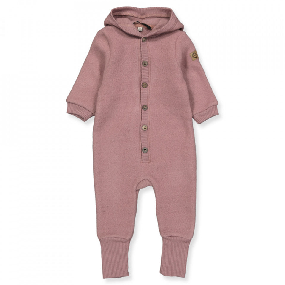 Mikk-Line Babyoverall mit Kapuze, Wollfleece, Burlwood