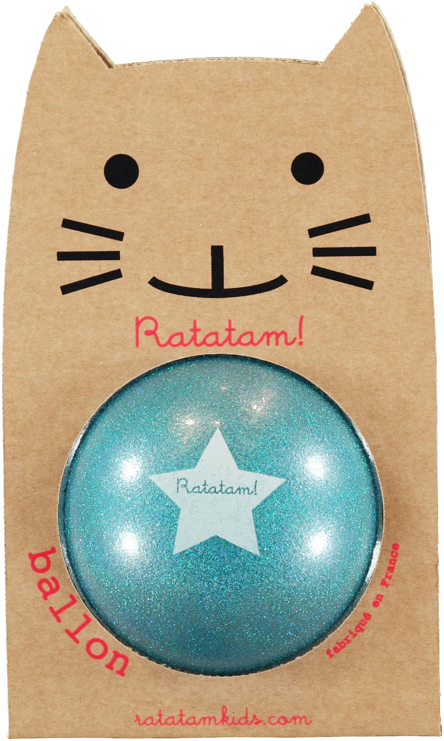 Ratatam! Katze, großer Ball mit Glitzer in Blau 22cm