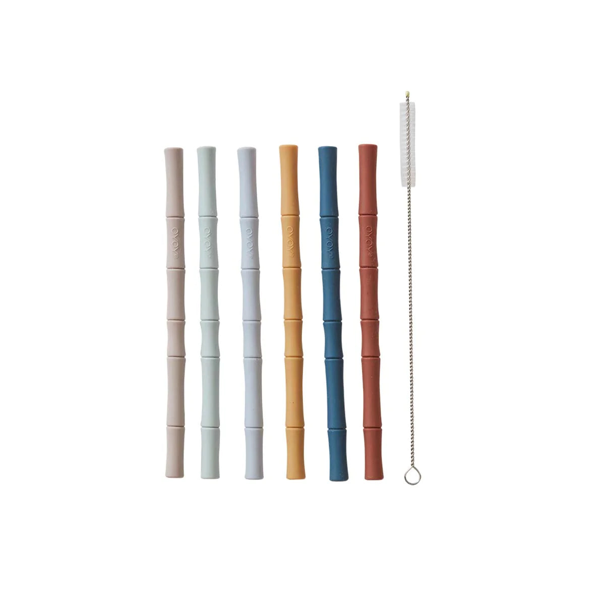 OyOy Bambus Strohhalm 6er Set caramel blue