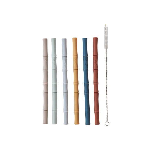 OyOy Bambus Strohhalm 6er Set caramel blue