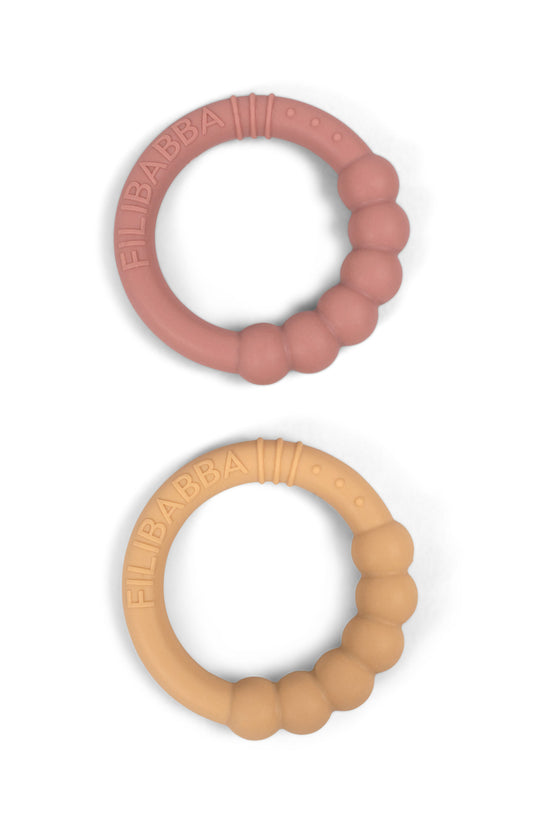Filibabba Silikonbeißring 2er-Pack vintage rose