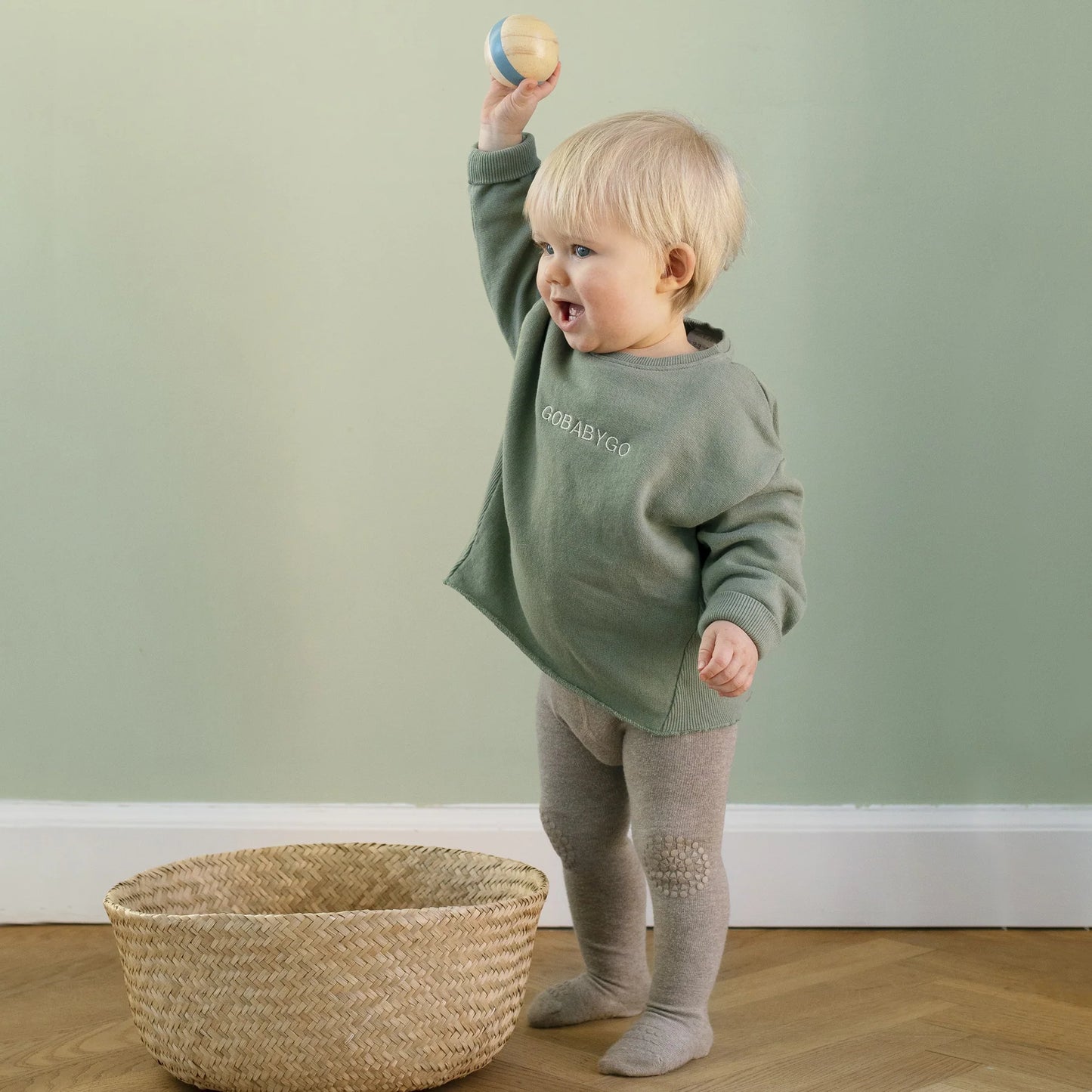 GoBabyGo Krabbelstrumpfhose Baumwolle sand