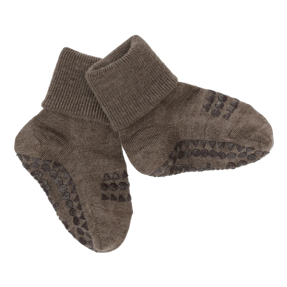 GoBabyGo Rutschfeste Socken aus Wolle, brown melange