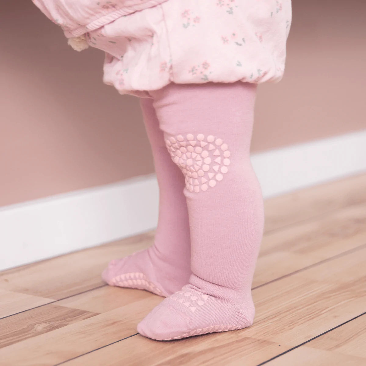 GoBabyGo Krabbelstrumpfhose Dusty Rose Baumwolle