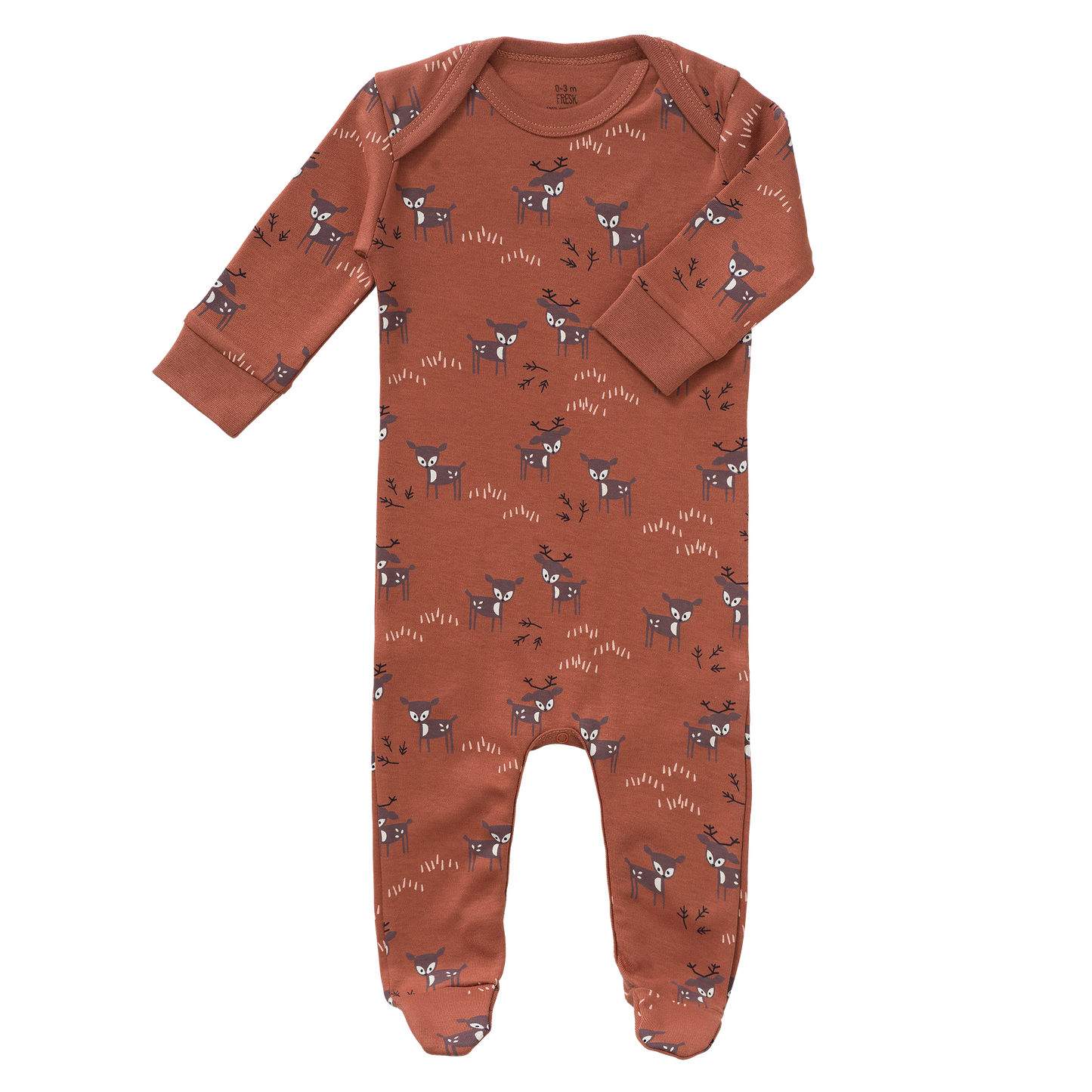 Fresk Pyjama Strampler mit Fuß rosenholz mit Rehen