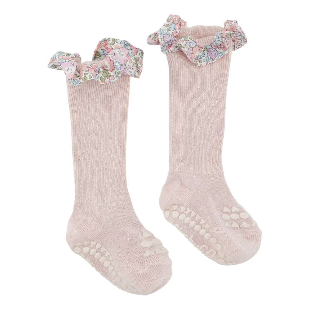 GoBabyGo Rutschfeste Socken Bambus Soft Pink x Liberty