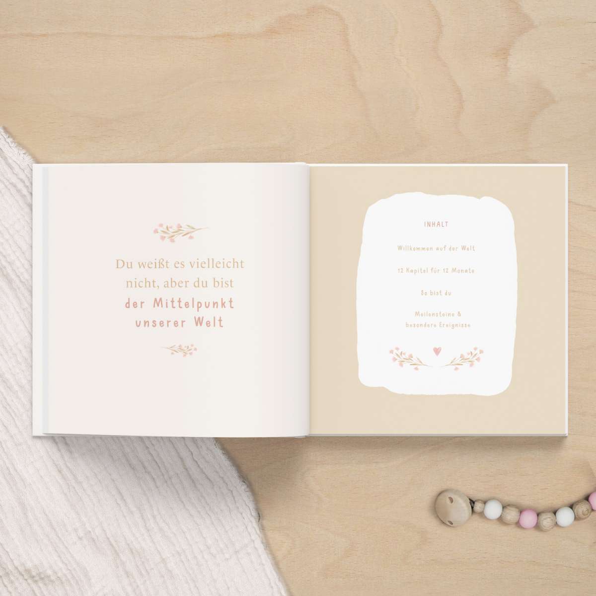 Mintkind Babytagebuch "Dein erstes Jahr" Blumen rosa