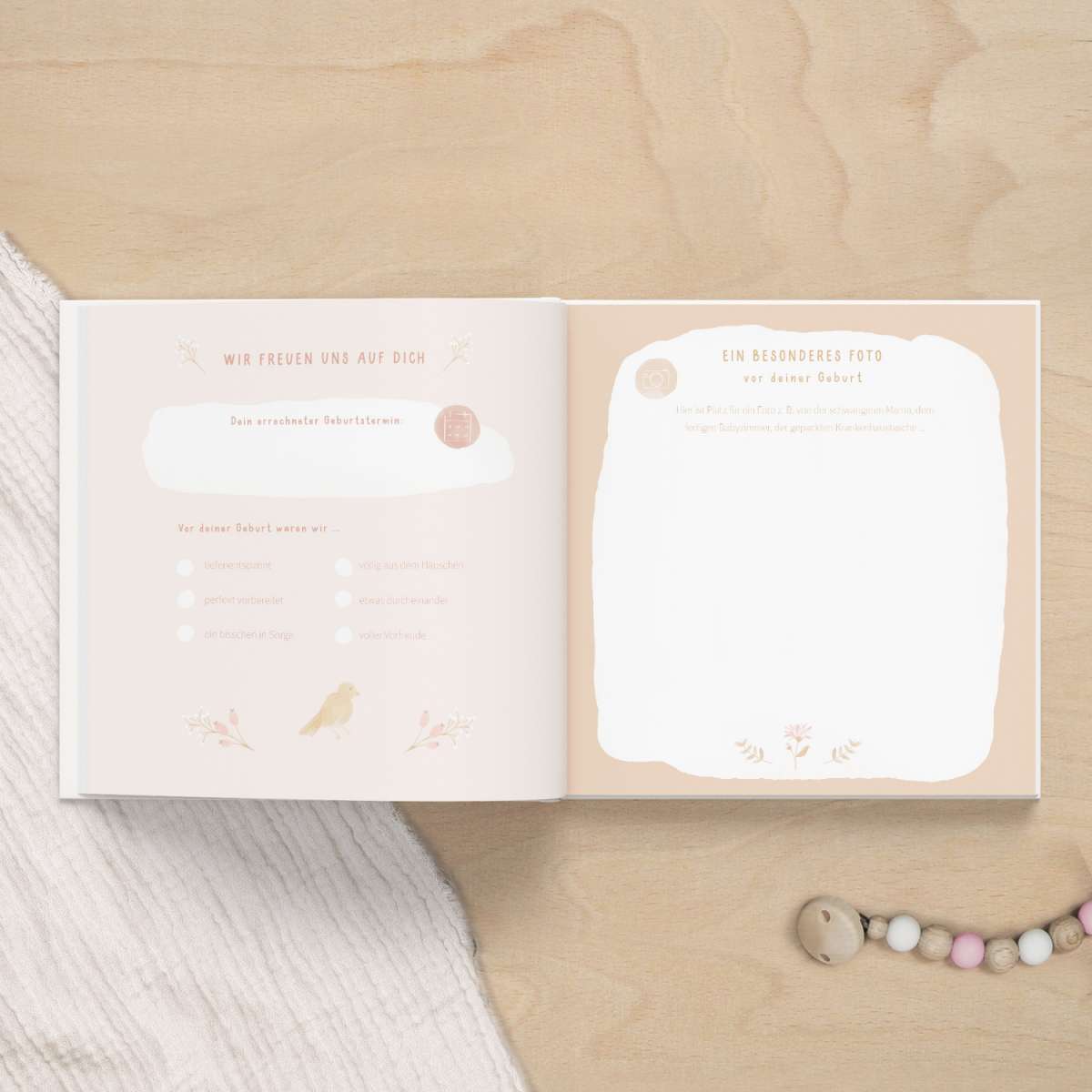 Mintkind Babytagebuch "Dein erstes Jahr" Blumen rosa