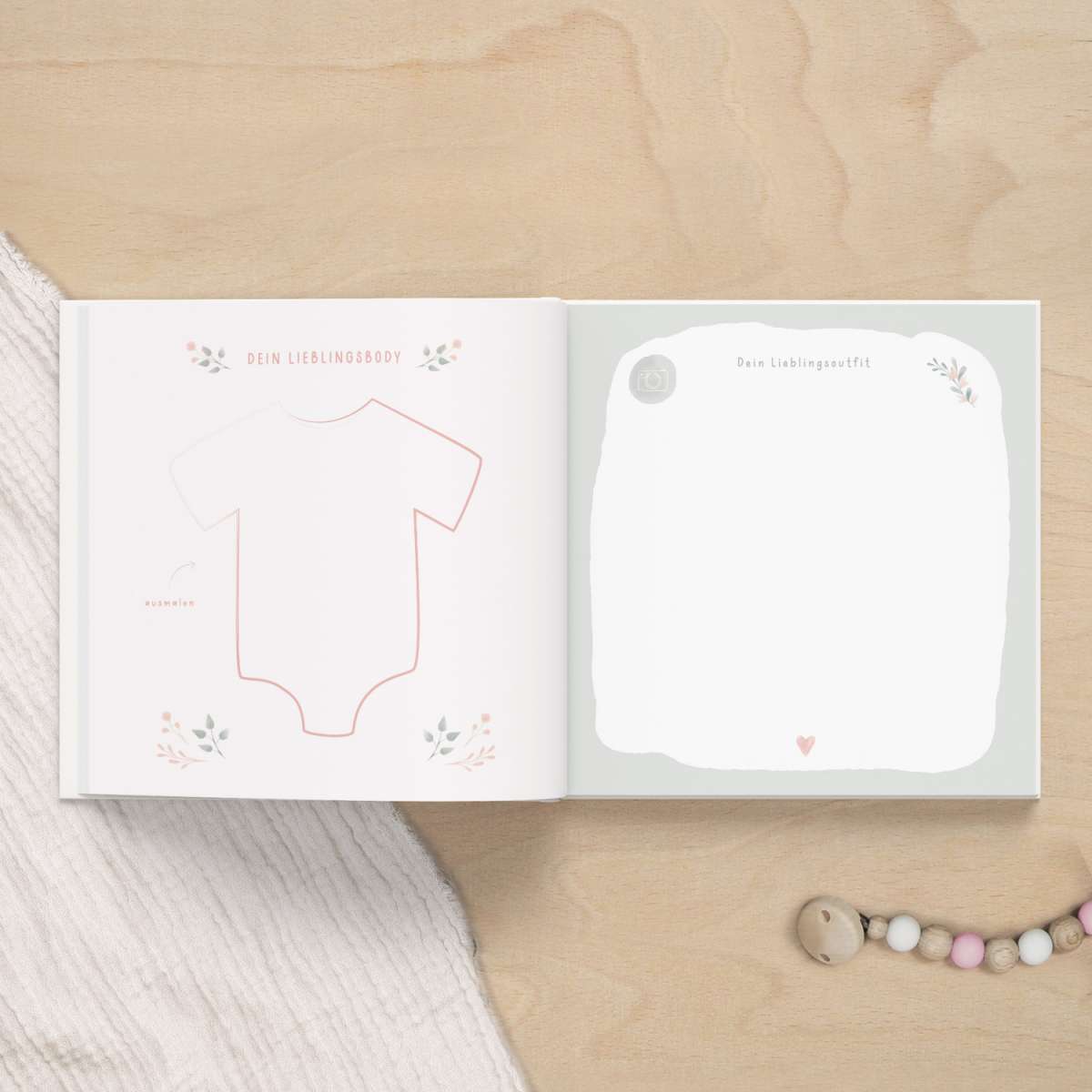 Mintkind Babytagebuch "Dein erstes Jahr" Blumen rosa