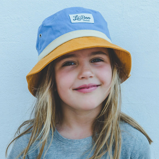Lil'Boo Block Bucket Hat Caramel Dusty Blue
