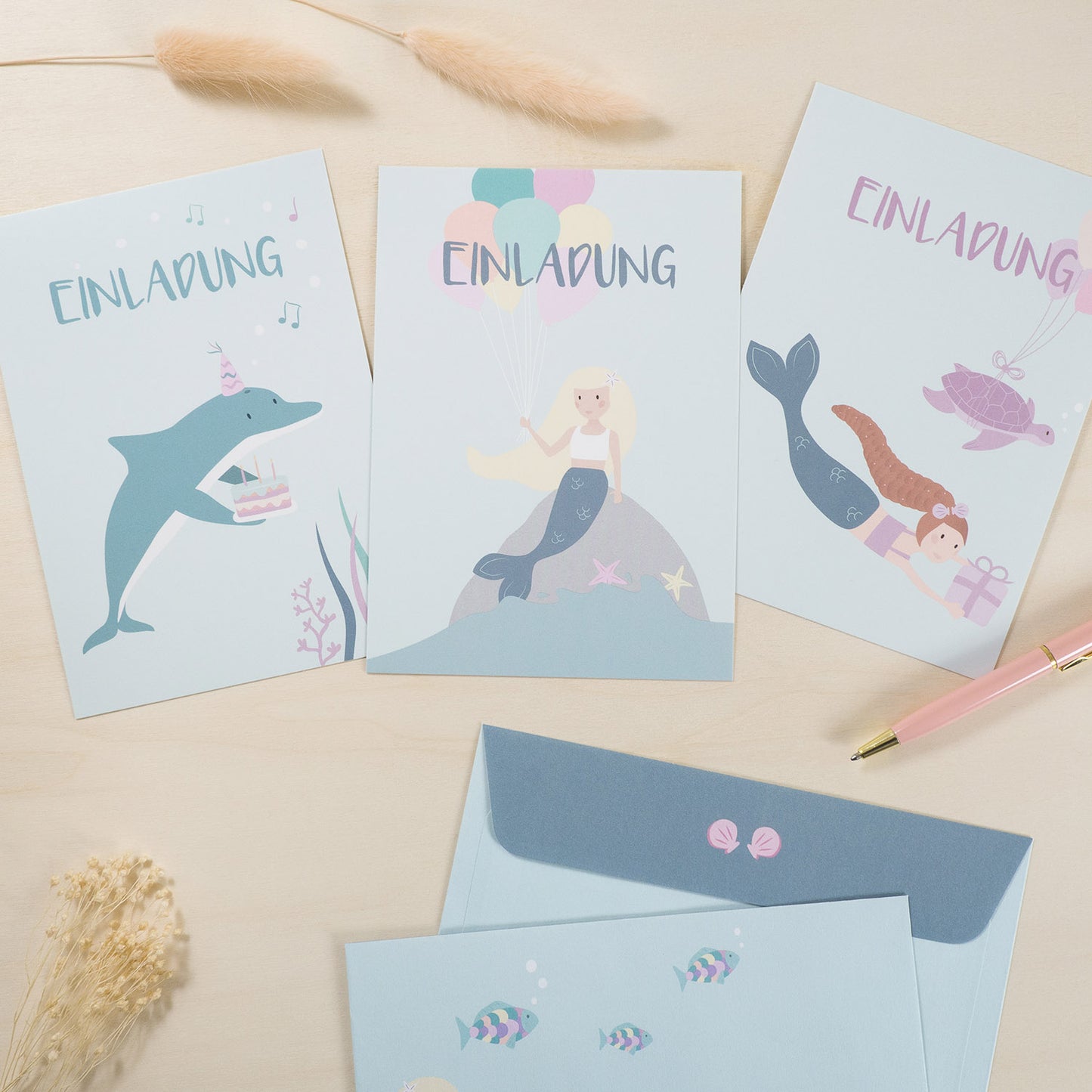 Mintkind Einladungskarten-Set Meerjungfrau