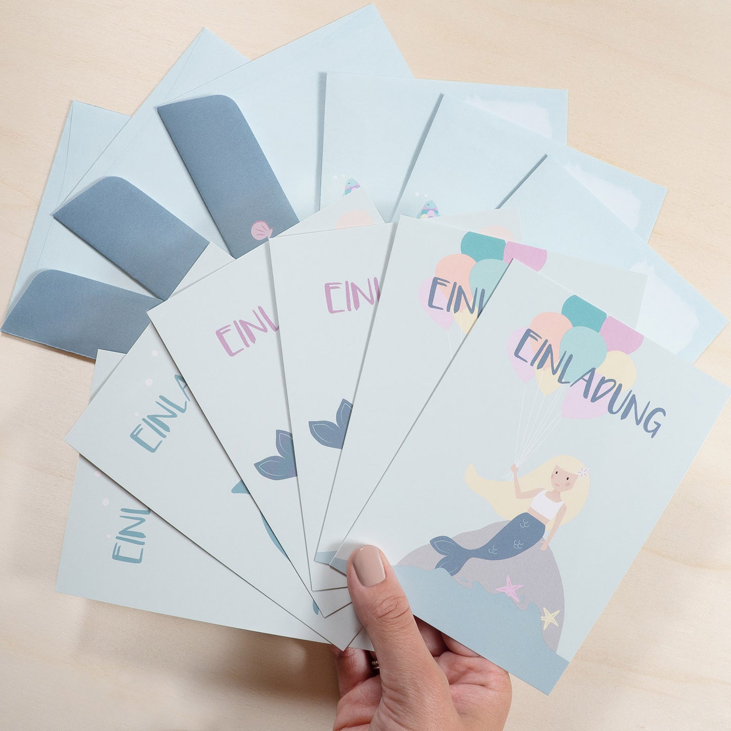 Mintkind Einladungskarten-Set Meerjungfrau