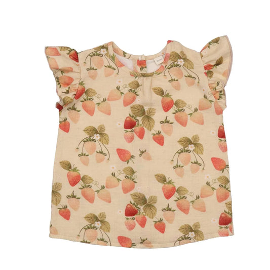 Walkiddy Tunika / Bluse mit Erdbeeren aus Baumwolle und Hanf SB11-237