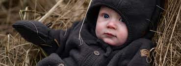 Mikk-Line Babyoverall mit Kapuze, Wollfleece, Anthracite Melange, dunkelgrau