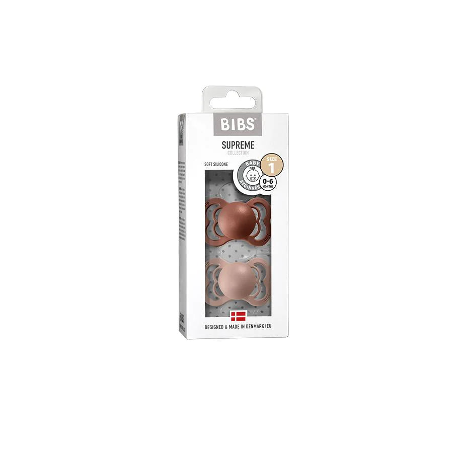 BIBS Supreme 2 Pack Silicone Size 2, Woodchuck/Blush